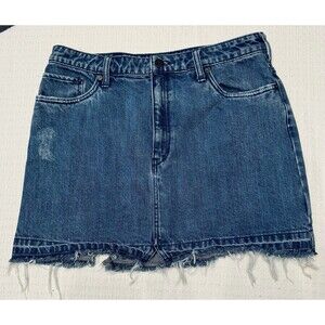Free People Denim Jean Skirt Size 10 Distressed Frayed
